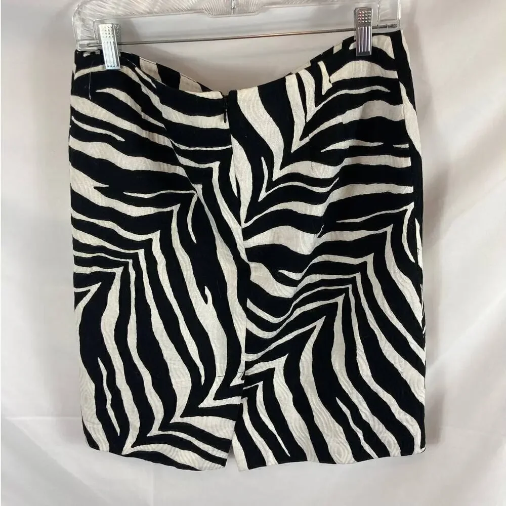 Talbots Zebra Print Pencil Skirt Size 10P